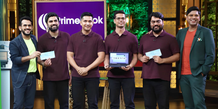 Primebook company team on on Shark Tank India TV show