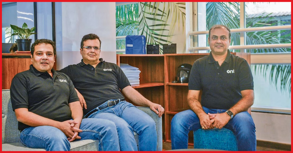 OneCard founder Rupesh Kumar, Anurag Sinha, and Vibhav Hathi