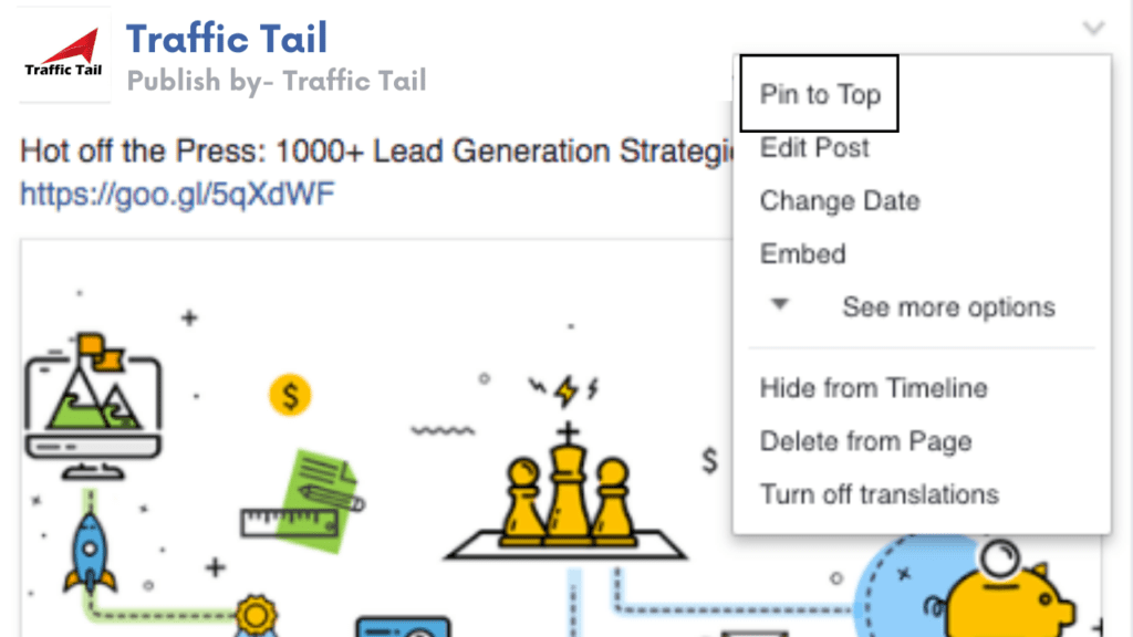 Pin Lead Generation posts at the top