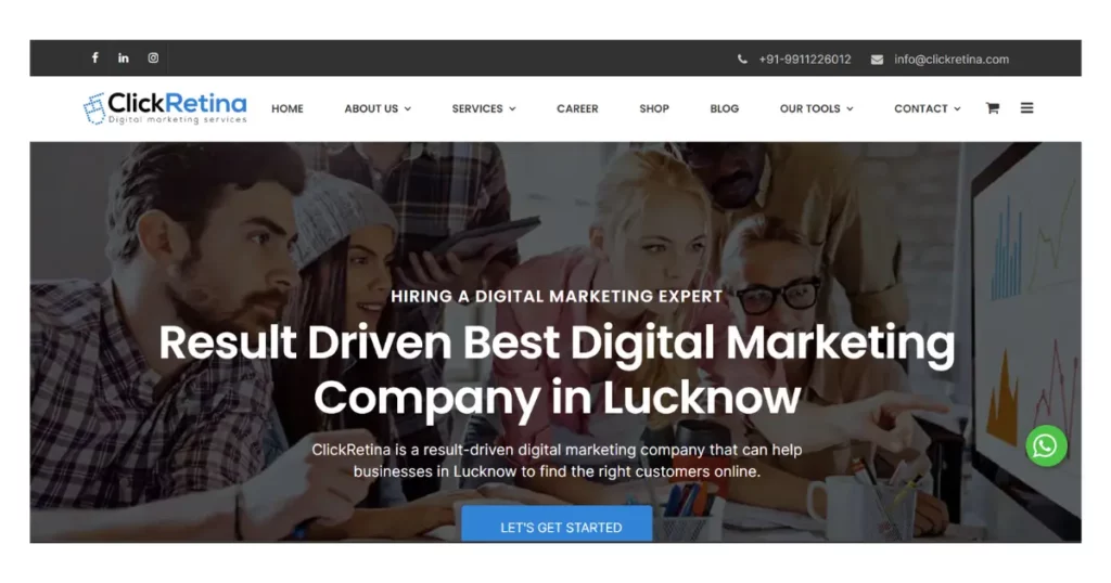 digital marketing company in Lucknow - ClickRetina  home page 