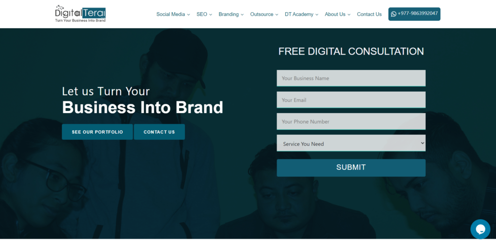 Digital Marketing Agencies in kathmandu - DigitalTerai home page image