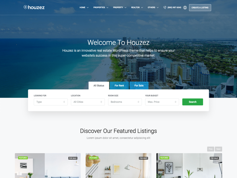 wordpress theme for real estate website - Houzez